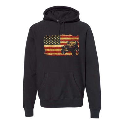 Vintage US Flag Off Road Vehicle 4x4 Off Road Premium Hoodie