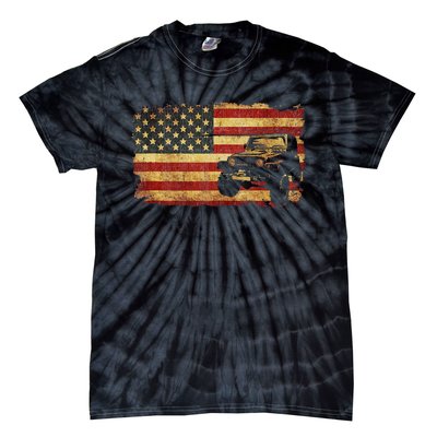 Vintage US Flag Off Road Vehicle 4x4 Off Road Tie-Dye T-Shirt