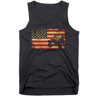 Vintage US Flag Off Road Vehicle 4x4 Off Road Tank Top