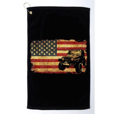 Vintage US Flag Off Road Vehicle 4x4 Off Road Golf Towel