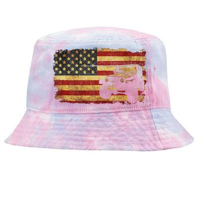 Vintage US Flag Off Road Vehicle 4x4 Off Road Tie-Dyed Bucket Hat