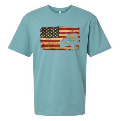 Vintage US Flag Off Road Vehicle 4x4 Off Road Sueded Cloud Jersey T-Shirt