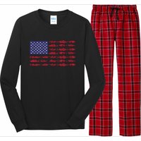 Vintage USA Fish American Flag Fishing Gifts ABS001 Long Sleeve Pajama Set