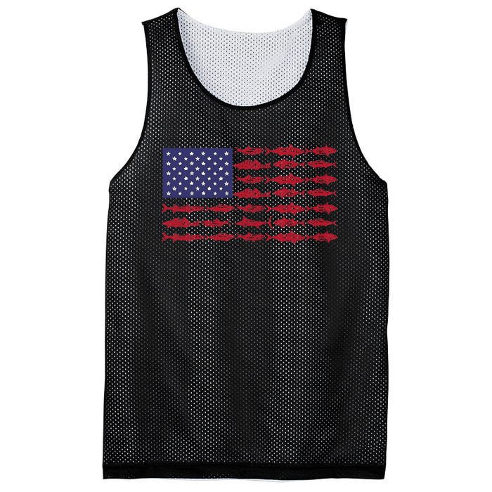 Vintage USA Fish American Flag Fishing Gifts ABS001 Mesh Reversible Basketball Jersey Tank