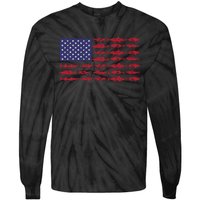 Vintage USA Fish American Flag Fishing Gifts ABS001 Tie-Dye Long Sleeve Shirt