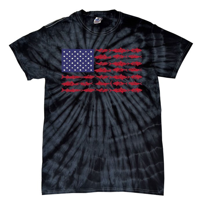 Vintage USA Fish American Flag Fishing Gifts ABS001 Tie-Dye T-Shirt