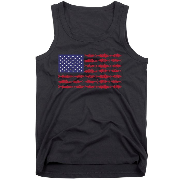 Vintage USA Fish American Flag Fishing Gifts ABS001 Tank Top