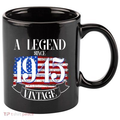 Vintage Usa Flag A Legend Since 1945 80th Birthday 11oz C Handle Ceramic Mug