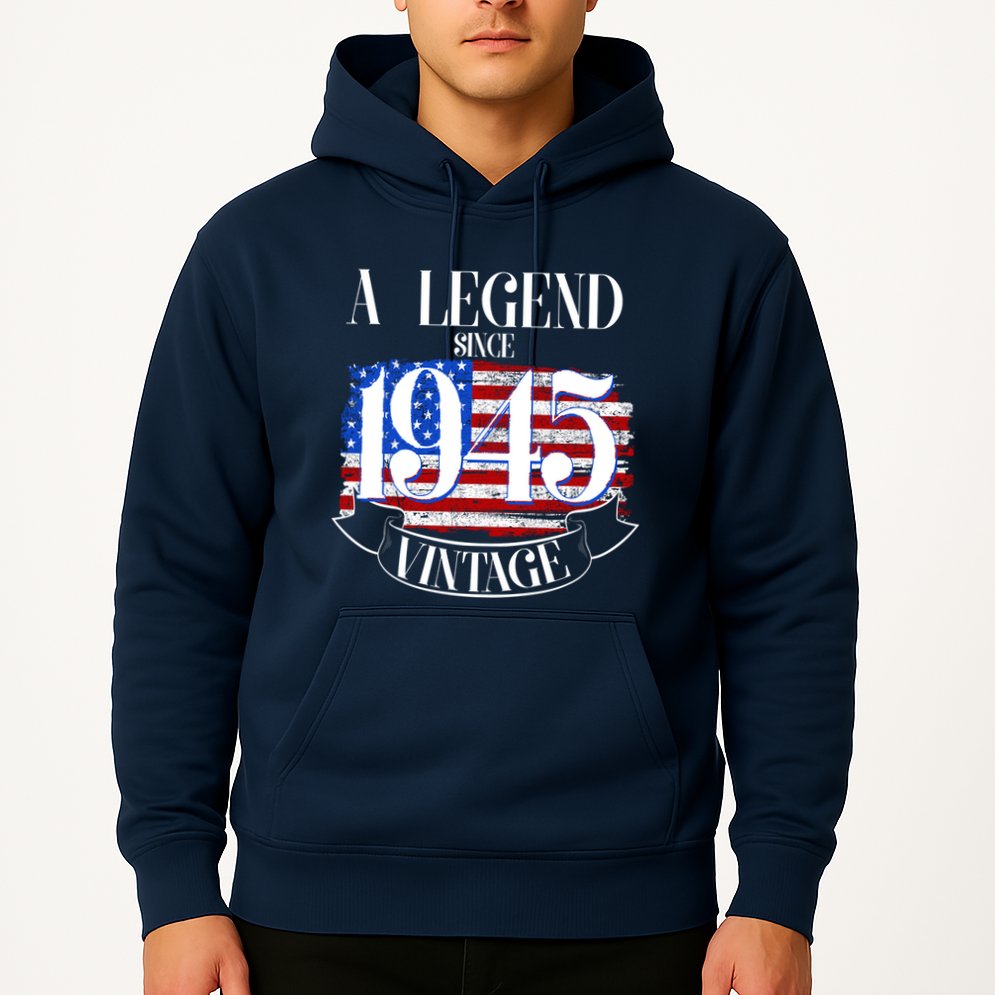Vintage Usa Flag A Legend Since 1945 80th Birthday Hoodie