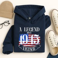 Vintage Usa Flag A Legend Since 1945 80th Birthday Hoodie
