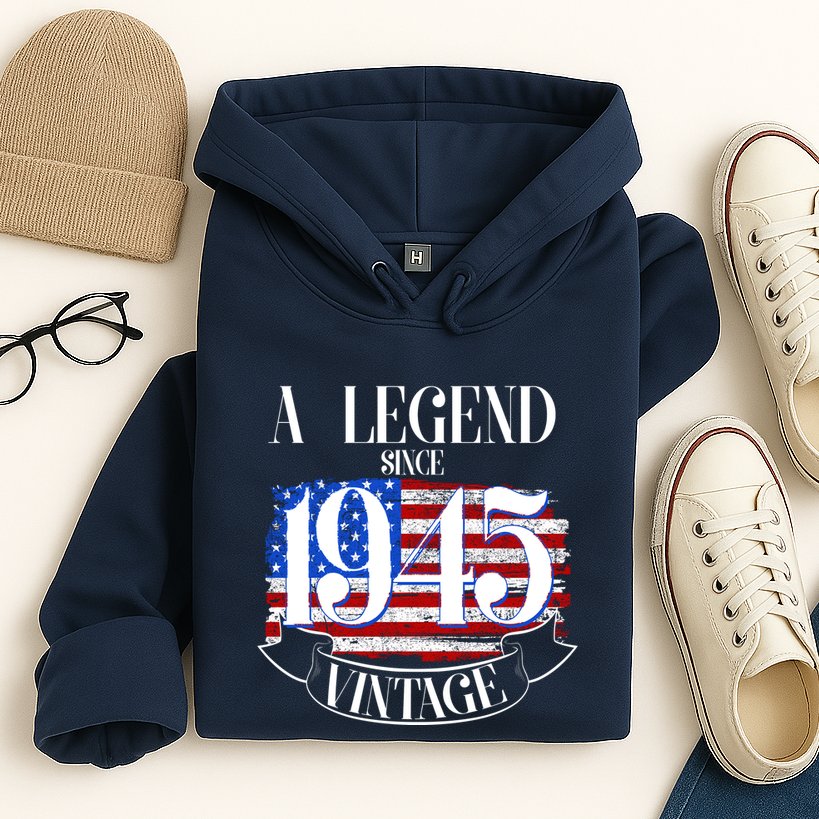 Vintage Usa Flag A Legend Since 1945 80th Birthday Hoodie