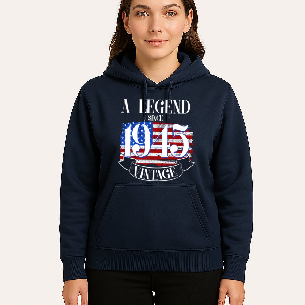 Vintage Usa Flag A Legend Since 1945 80th Birthday Hoodie