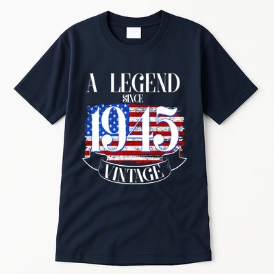 Vintage Usa Flag A Legend Since 1945 80th Birthday Tall T-Shirt