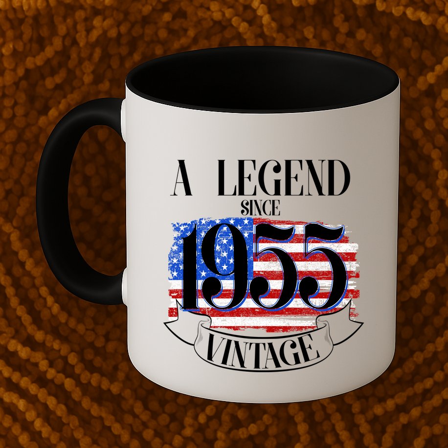 Vintage Usa Flag A Legend Since 1955 70th Birthday Mug
