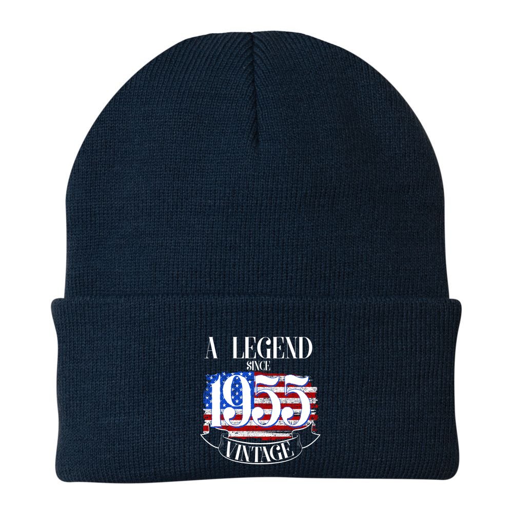 Vintage Usa Flag A Legend Since 1955 70th Birthday Beanie