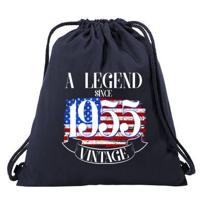 Vintage Usa Flag A Legend Since 1955 70th Birthday Drawstring Bag