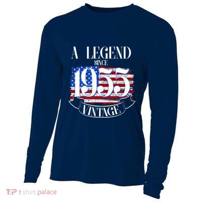 Vintage Usa Flag A Legend Since 1955 70th Birthday Cooling Performance Long Sleeve Crew