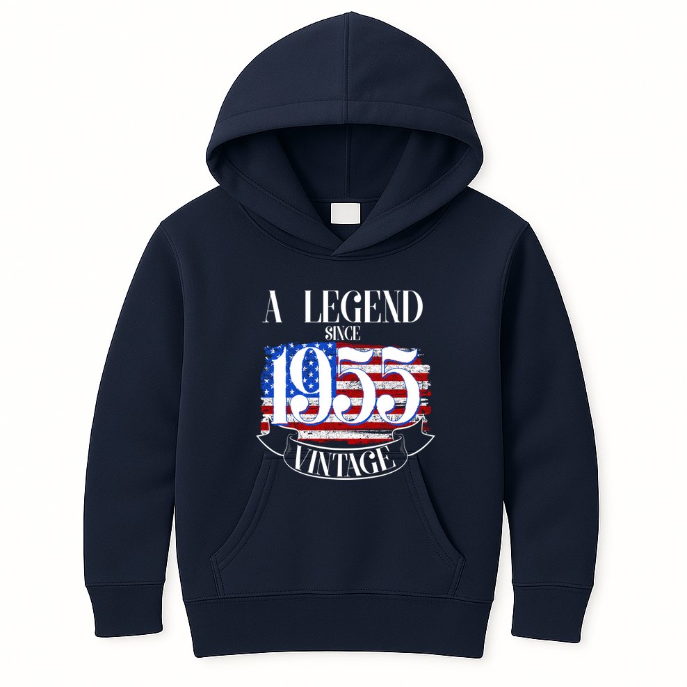 Vintage Usa Flag A Legend Since 1955 70th Birthday Kids Hoodie