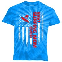 Vintage Usa Flag Best Surfing Mom Ever Surfer Silhouette Cute Gift Kids Tie-Dye T-Shirt