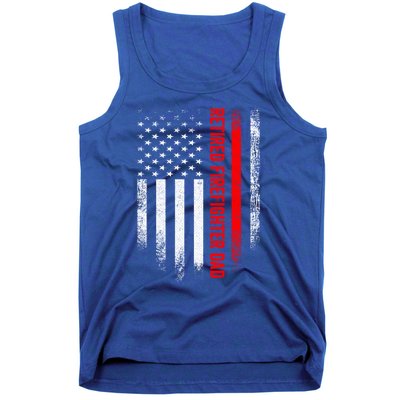 Vintage Usa Flag Proud Retired Firefighter Dad Retiret Gift Tank Top