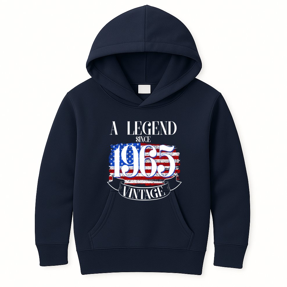 Vintage Usa Flag A Legend Since 1965 60th Birthday Kids Hoodie