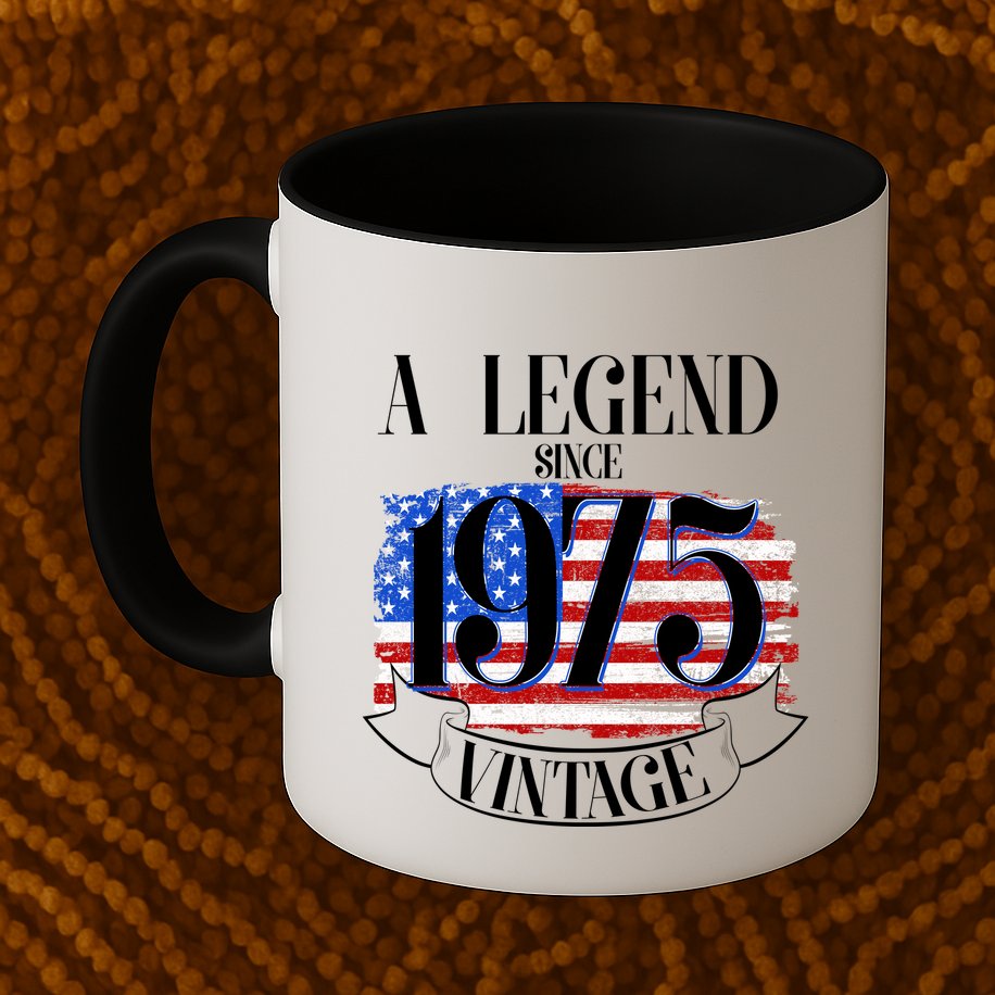 Vintage Usa Flag A Legend Since 1975 50th Birthday Mug