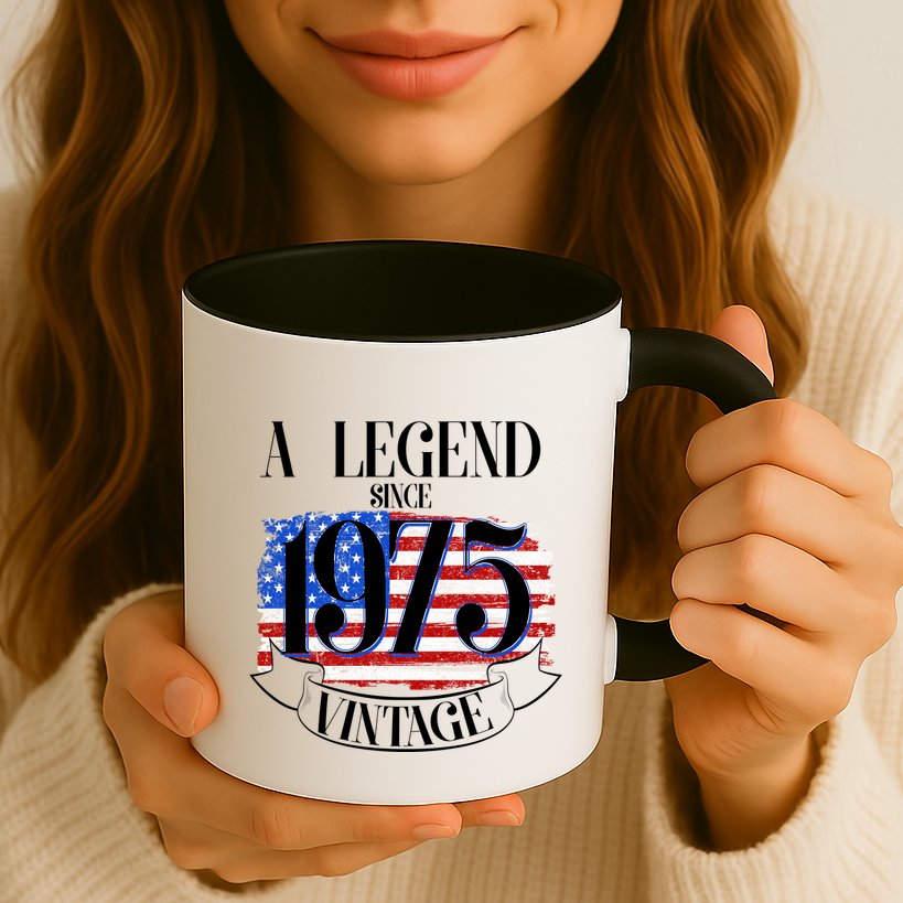 Vintage Usa Flag A Legend Since 1975 50th Birthday Mug