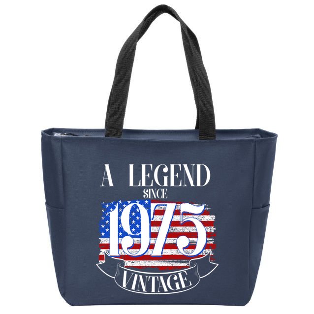 Vintage Usa Flag A Legend Since 1975 50th Birthday Zip Tote Bag
