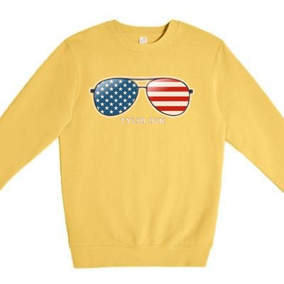 Vintage Us Flag Sunglasses Premium Crewneck Sweatshirt