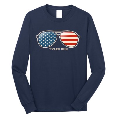 Vintage Us Flag Sunglasses Long Sleeve Shirt