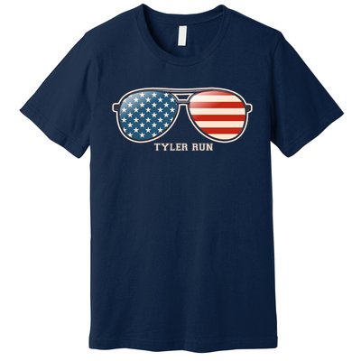 Vintage Us Flag Sunglasses Premium T-Shirt