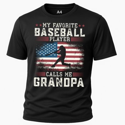 Vintage Usa Flag Design My Favorite Baseball Player Grandpa Gift Cooling Performance Crew T-Shirt