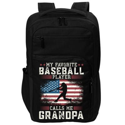 Vintage Usa Flag Design My Favorite Baseball Player Grandpa Gift Impact Tech Backpack