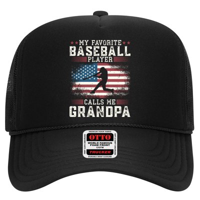 Vintage Usa Flag Design My Favorite Baseball Player Grandpa Gift Hat