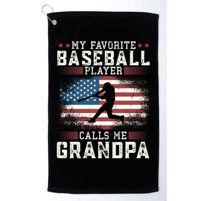 Vintage Usa Flag Design My Favorite Baseball Player Grandpa Gift Golf Towel