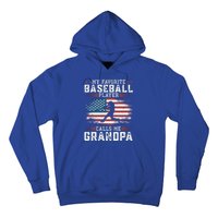 Vintage Usa Flag Design My Favorite Baseball Player Grandpa Gift Hoodie