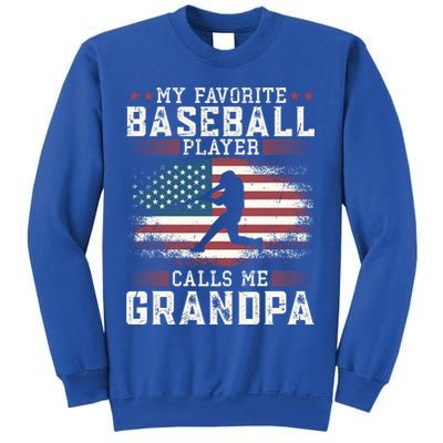 Vintage Usa Flag Design My Favorite Baseball Player Grandpa Gift Sweatshirt