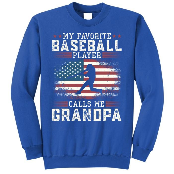 Vintage Usa Flag Design My Favorite Baseball Player Grandpa Gift Sweatshirt