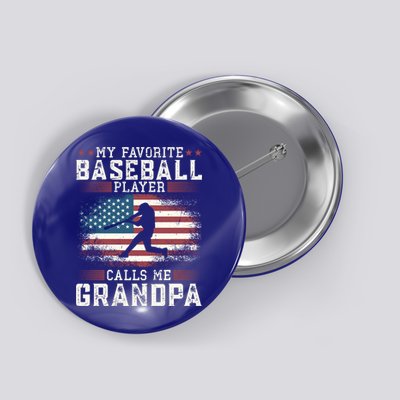 Vintage Usa Flag Design My Favorite Baseball Player Grandpa Gift Button
