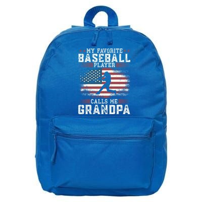 Vintage Usa Flag Design My Favorite Baseball Player Grandpa Gift 16 in Basic Backpack