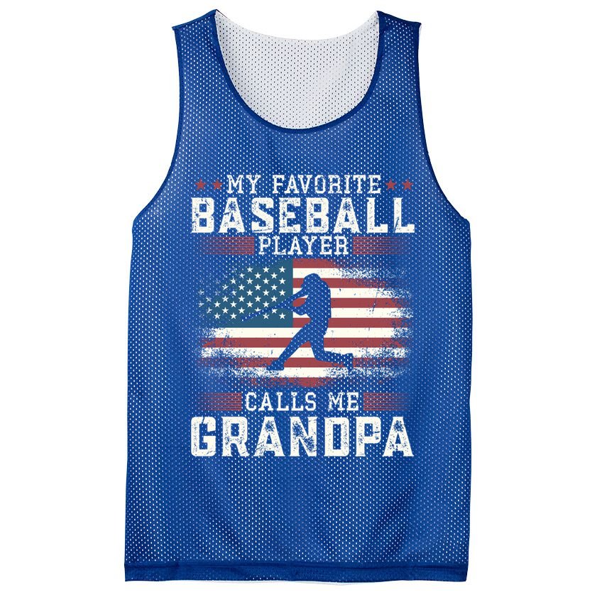 Vintage Usa Flag Design My Favorite Baseball Player Grandpa Gift Mesh Reversible Basketball Jersey Tank