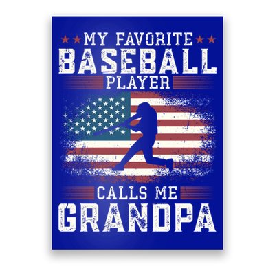 Vintage Usa Flag Design My Favorite Baseball Player Grandpa Gift Poster
