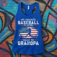Vintage Usa Flag Design My Favorite Baseball Player Grandpa Gift Womens Tank Top