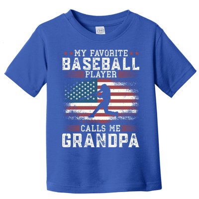 Vintage Usa Flag Design My Favorite Baseball Player Grandpa Gift Toddler T-Shirt
