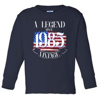 Vintage Usa Flag A Legend Since 1985 40th Birthday Toddler Long Sleeve Shirt