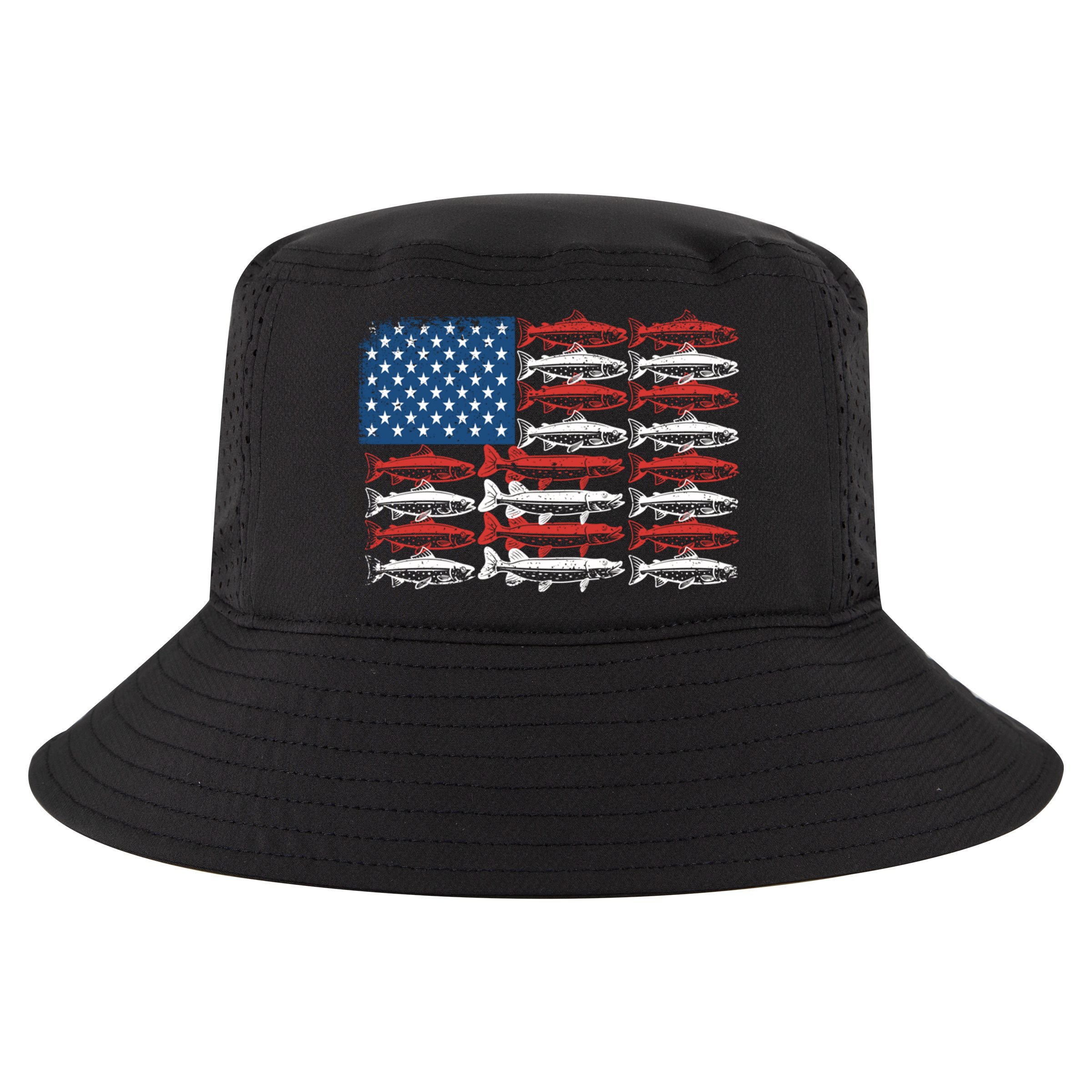 Vintage Usa Fish American Flag Fishing Patriotic Fisher Cool Gift Cool Comfort Performance Bucket Hat