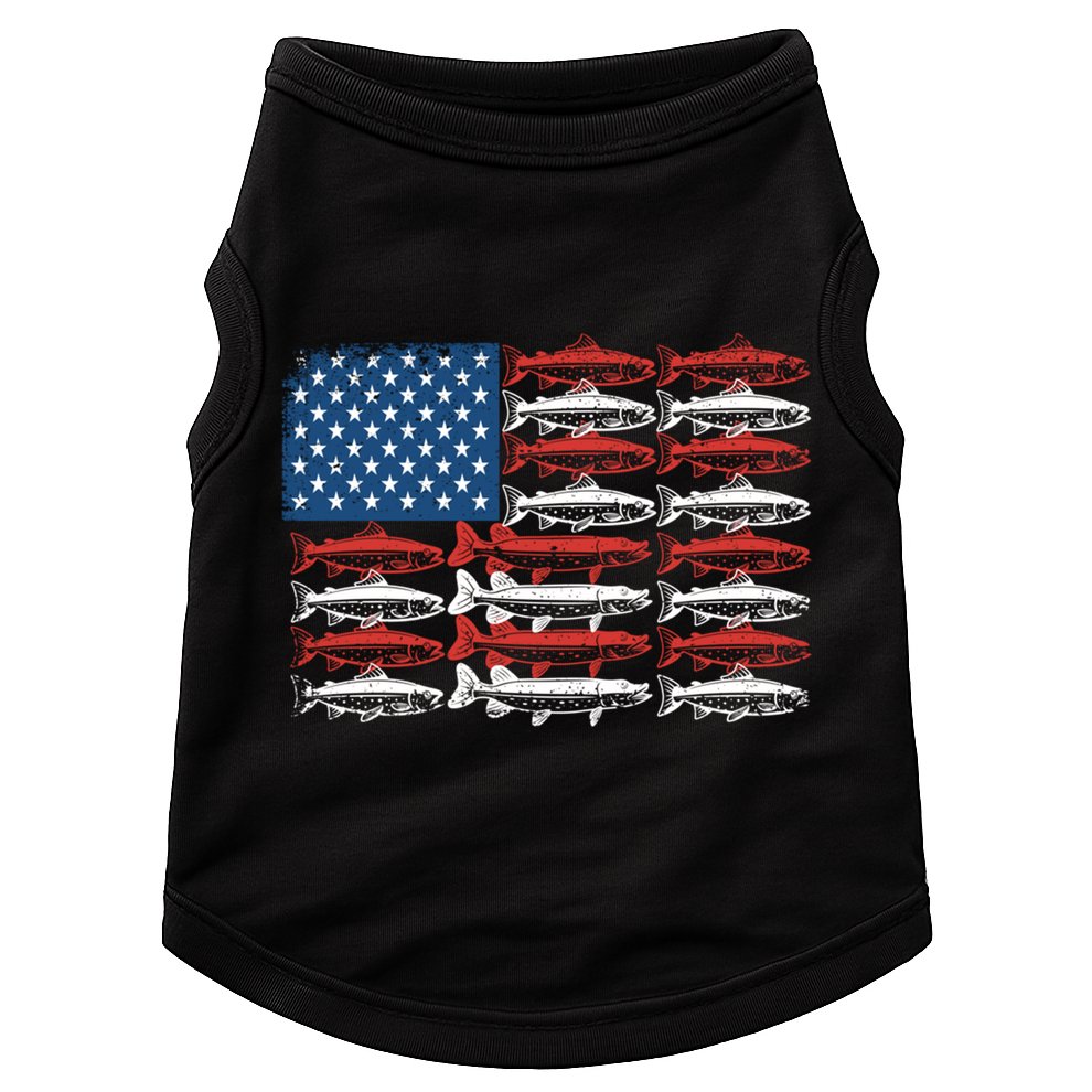 Vintage Usa Fish American Flag Fishing Patriotic Fisher Cool Gift Doggie Tank