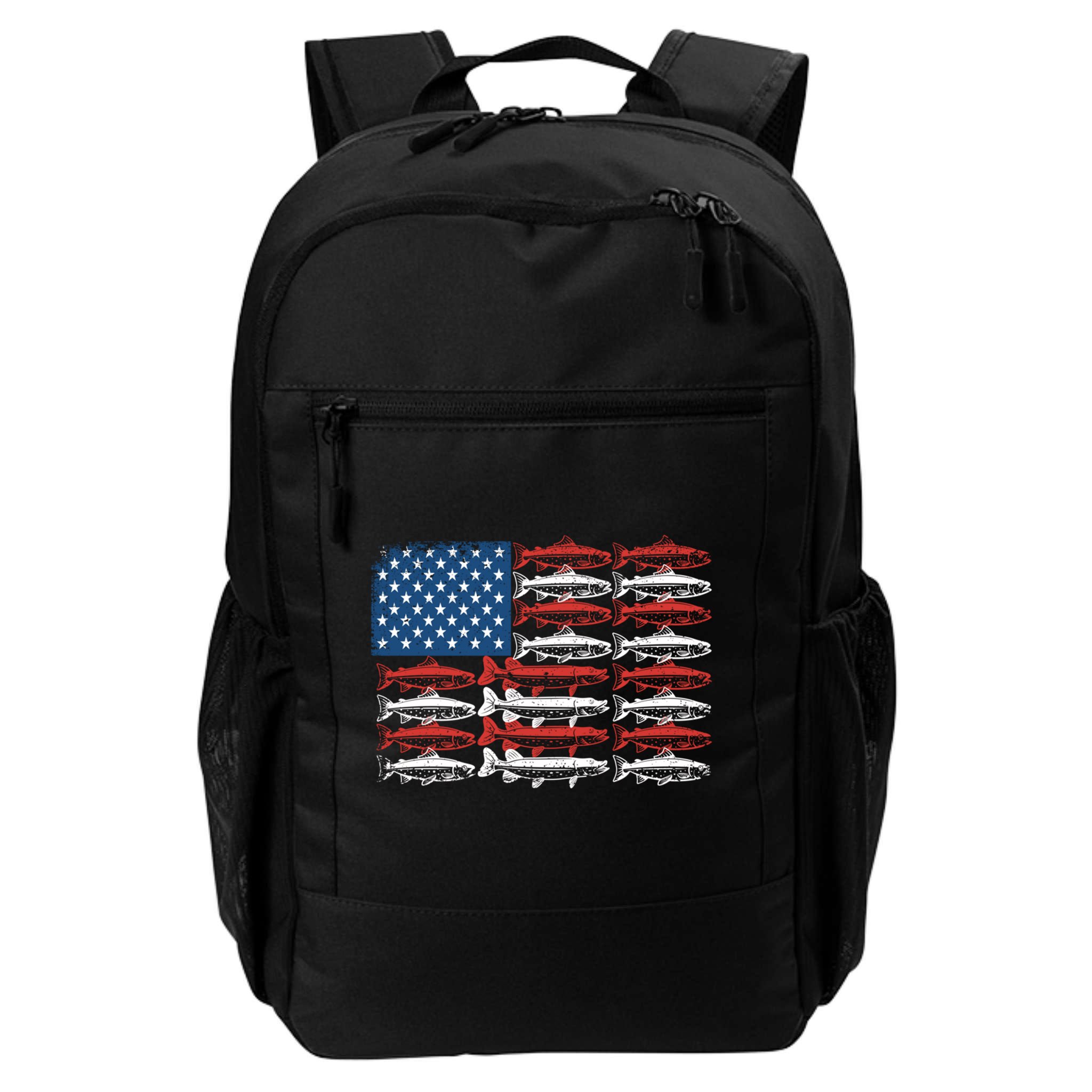 Vintage Usa Fish American Flag Fishing Patriotic Fisher Cool Gift Backpack