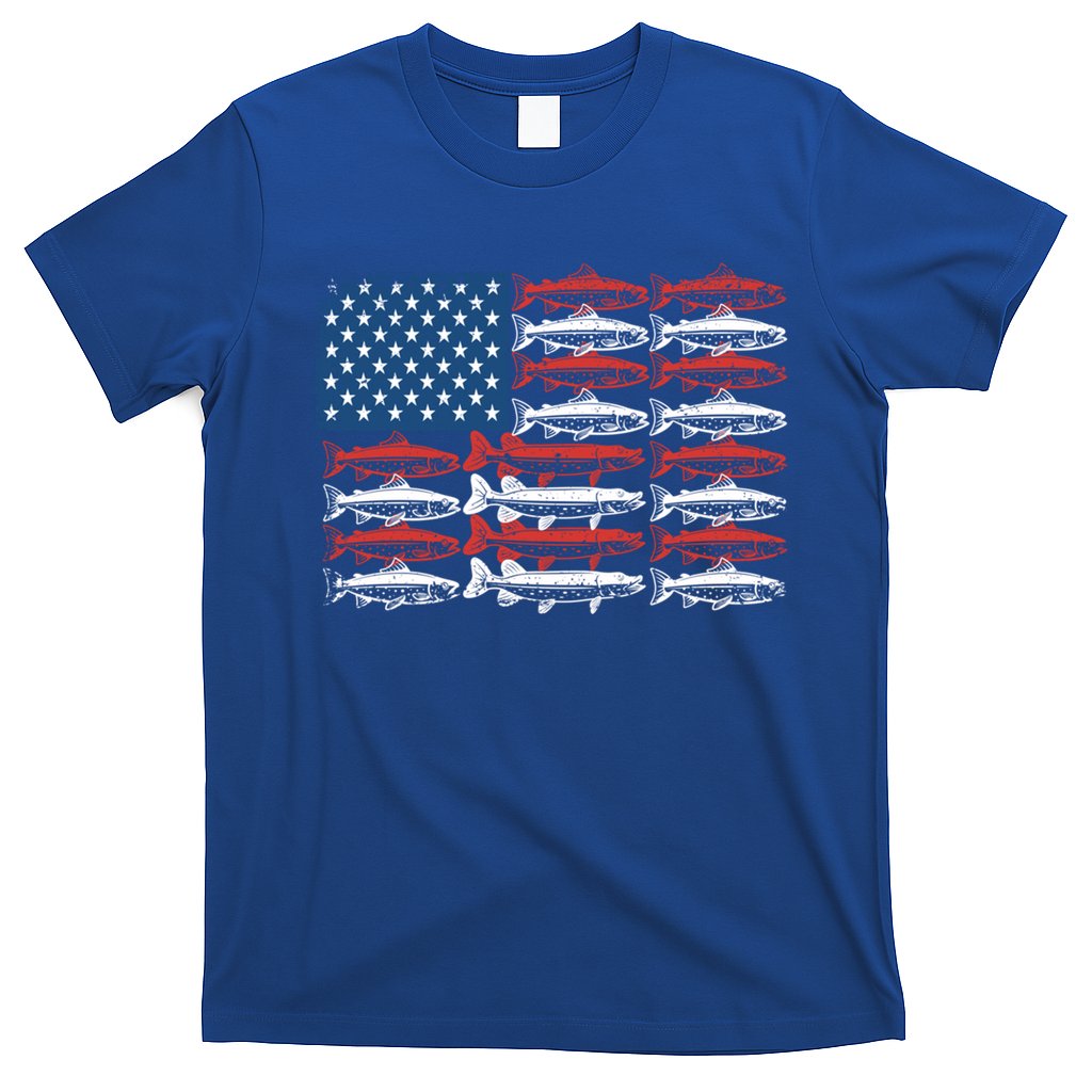 Vintage Usa Fish American Flag Fishing Patriotic Fisher Cool Gift T-Shirt