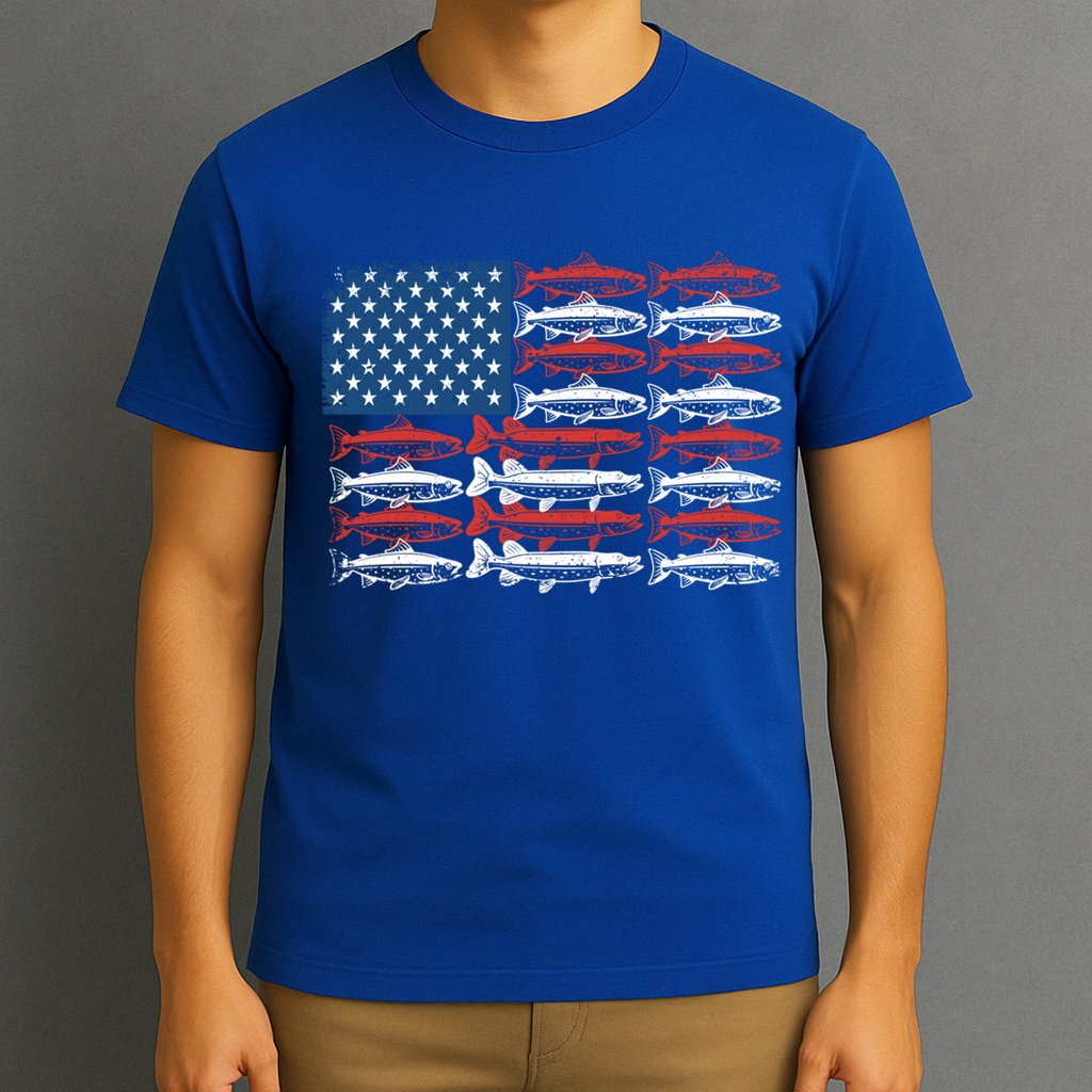 Vintage Usa Fish American Flag Fishing Patriotic Fisher Cool Gift T-Shirt